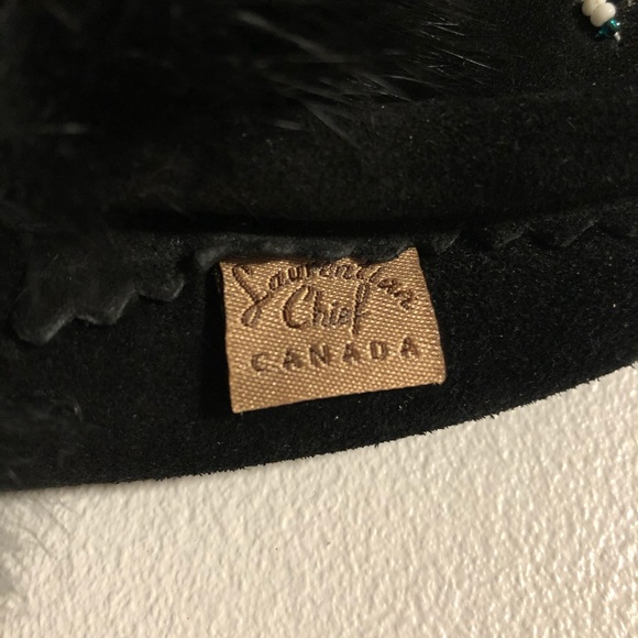 Laurentian Chief Genuine Black Suede and Rabbit Fur Moccasins - Picture 8 of 8